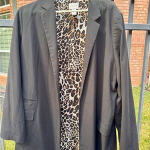 Chico's Elegant Black Blazer with Leopard Accents